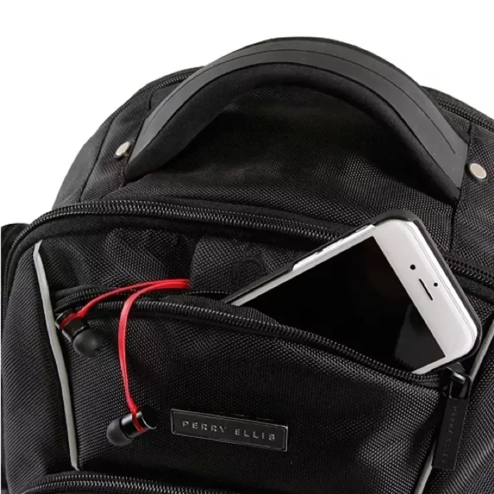 Perry Ellis Black 350 Laptop Backpack- Black travel bag, business bag $160 bag